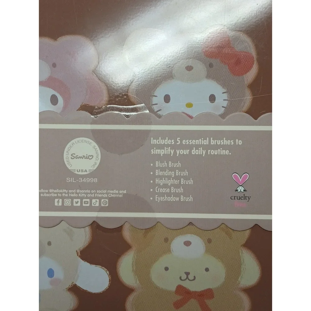 NIP Sanrio Hello Kitty and Friends 5 Makeup Brush Set -‎ Cute Kawaii New Brushes